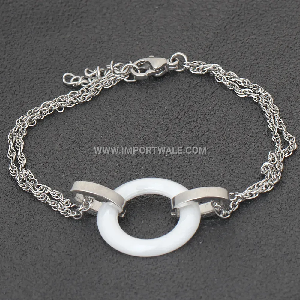 Minimalist Stainless Steel Double Ring Ceramic Bracelet