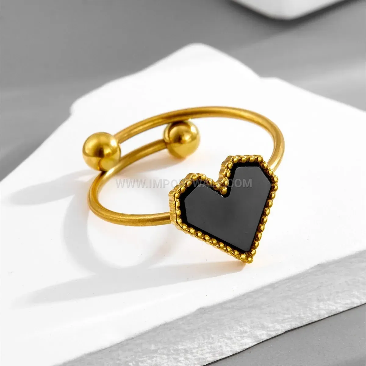 Adjustable Titanium Steel Heart Motif Ring