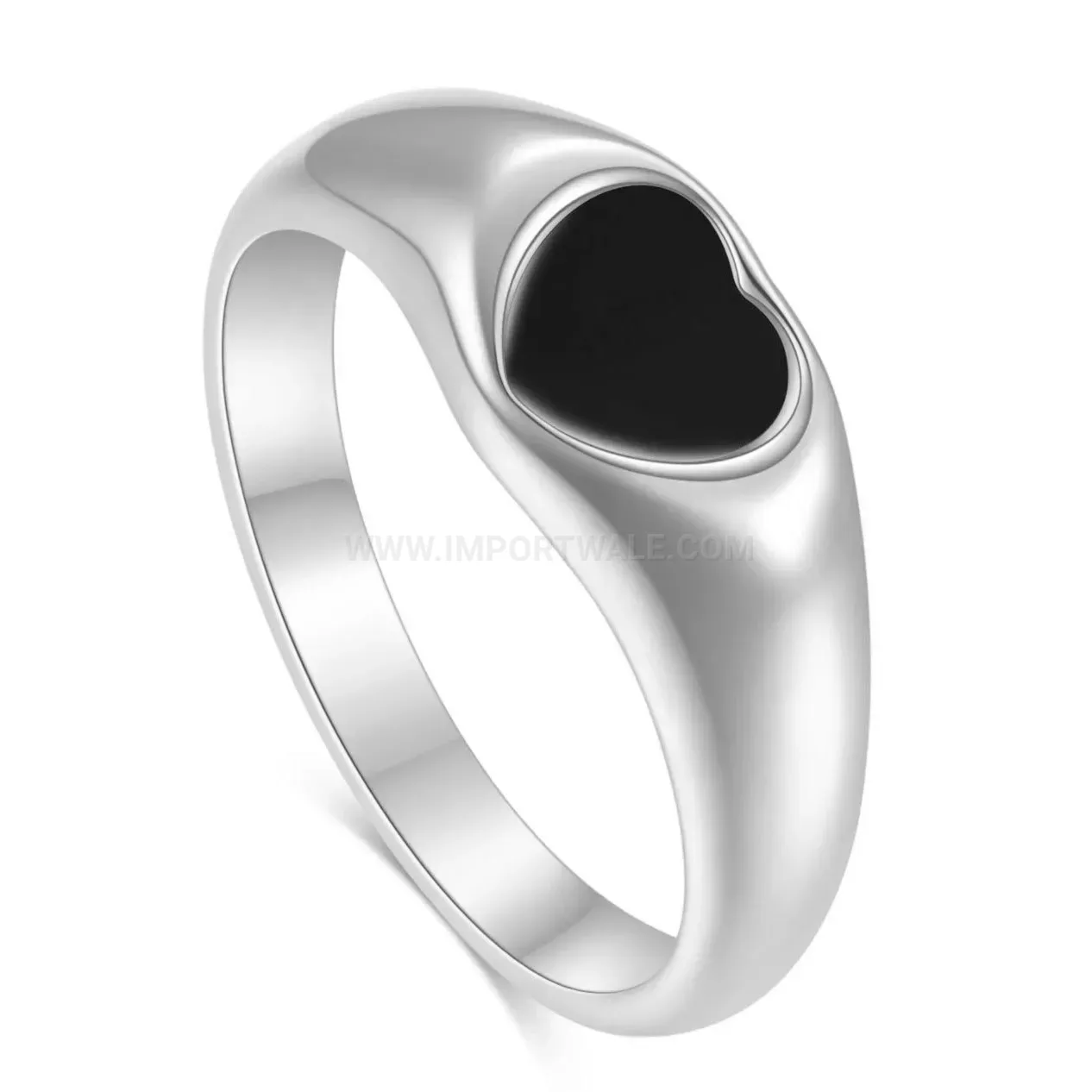 Bold Heart Shell Inlay Stainless Steel Ring