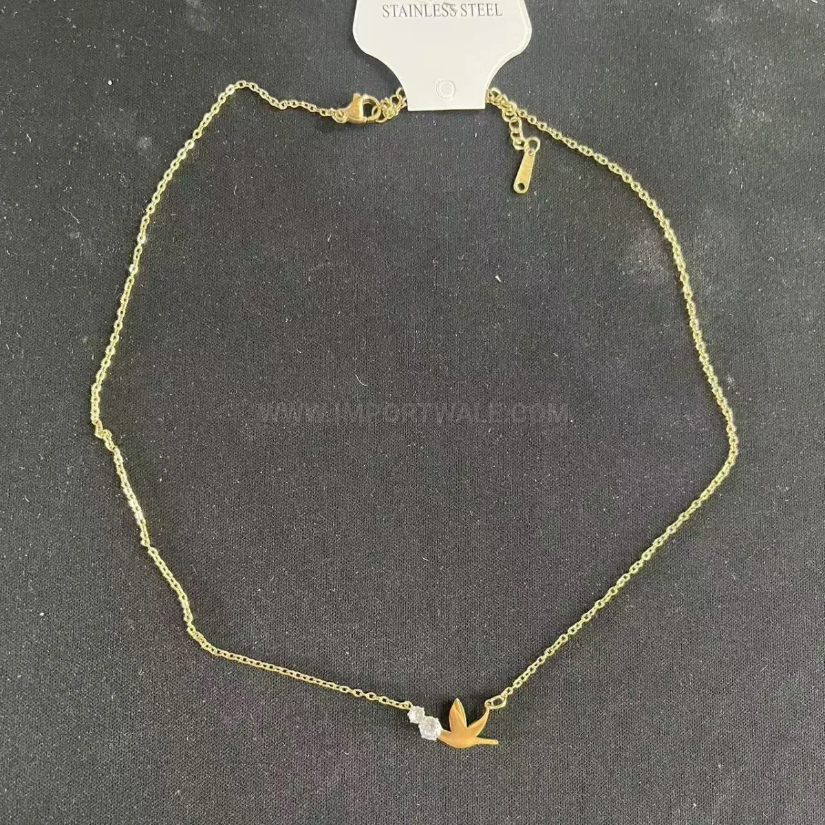 Designer Gold Plated Stainless Steel Peace Dove Charm Pendant Necklace