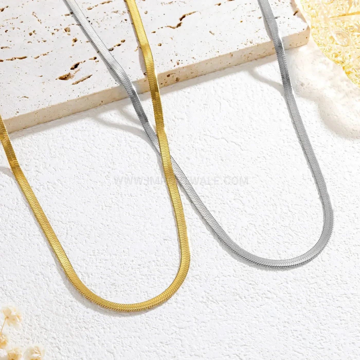 Elegant Double Layer Flat Snake Chain Stainless Steel Choker