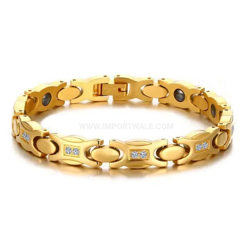 Chic Cubic Zirconia Embedded Rose Gold Bio Magnetic Bracelet