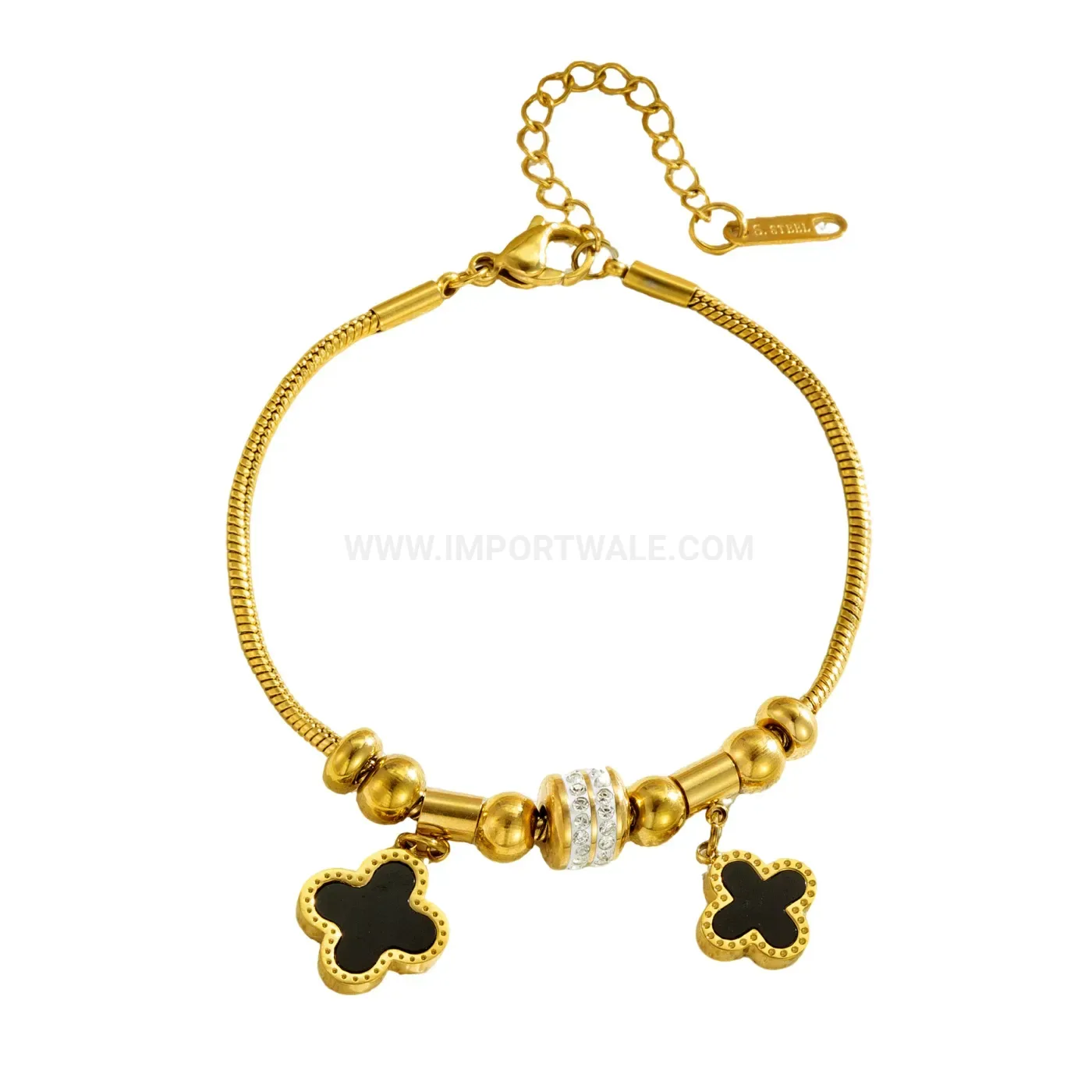 Rhinestone Titanium Steel Magnetic Clasp Bangle Bracelet