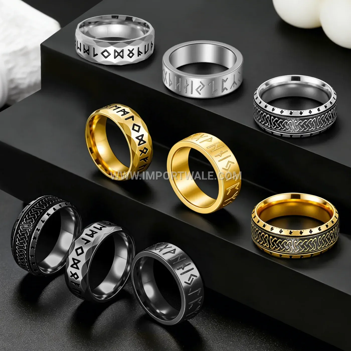 Textured Pattern Stainless Steel Ring Collection