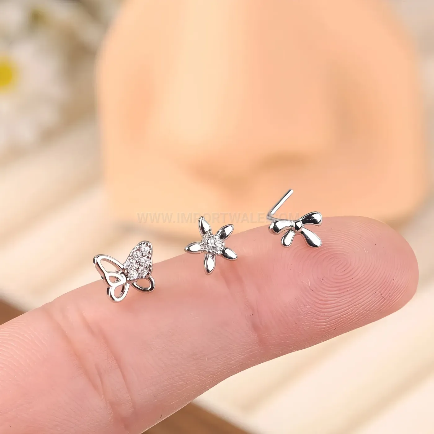 Classic Sparkling Zirconia Stainless Steel Nose Piercing Stud Set