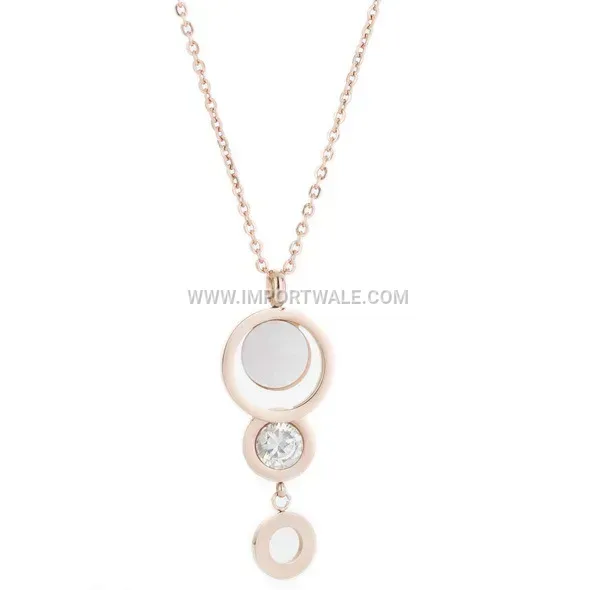 Multi-Layer Cutout Rhinestone Stainless Steel Sweater Chain Necklace