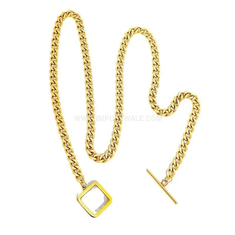 Chic Punk Gold Titanium Steel Toggle Clasp Choker Necklace