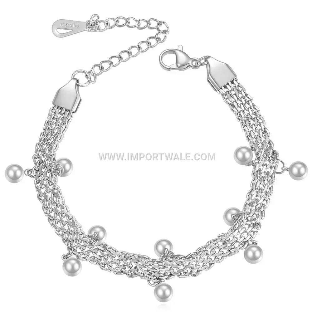 18K Gold Plated Stainless Steel Beaded Stacking Chain Bracelet