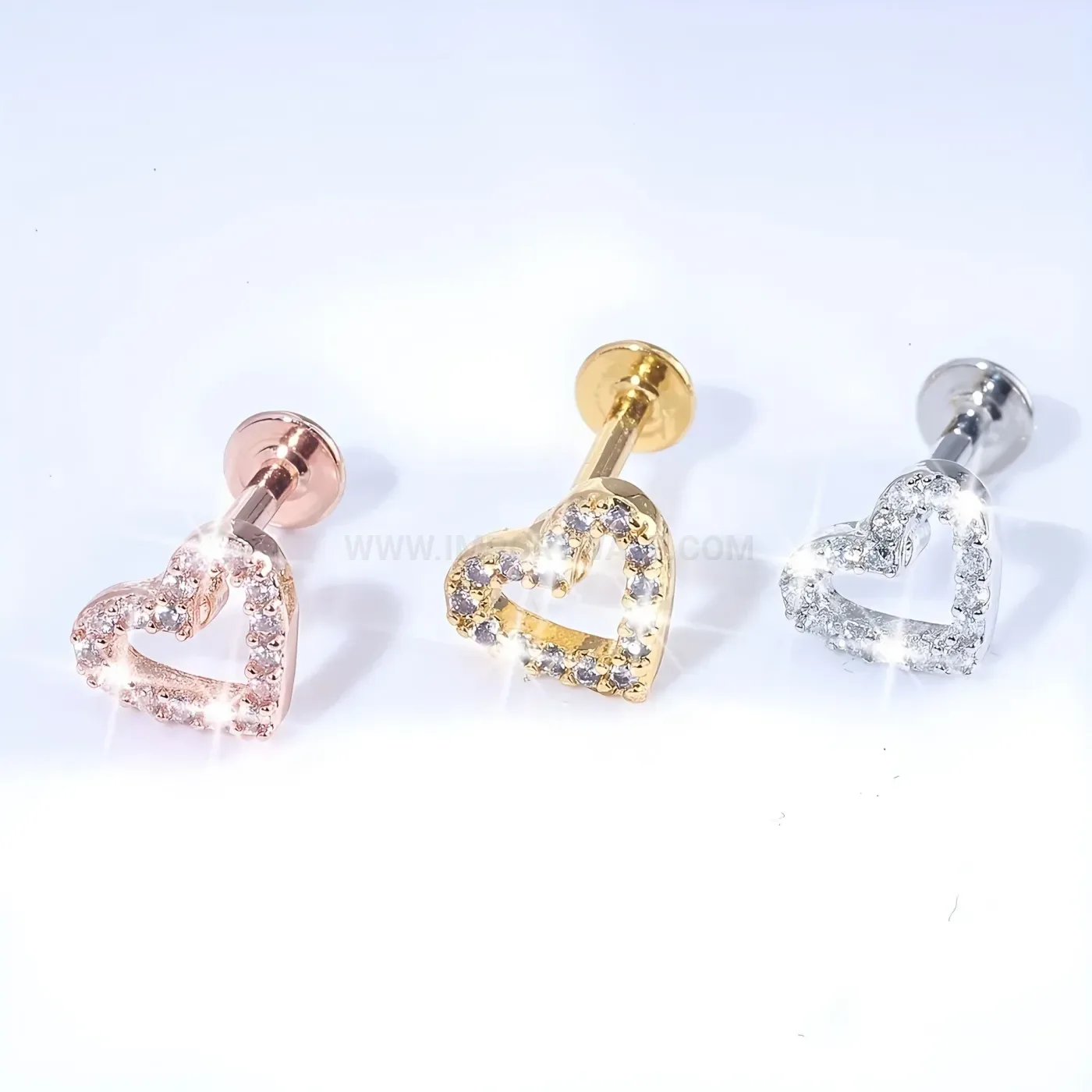 Trendy Pave Rhinestone Cutout Stainless Steel Piercing Stud Earrings