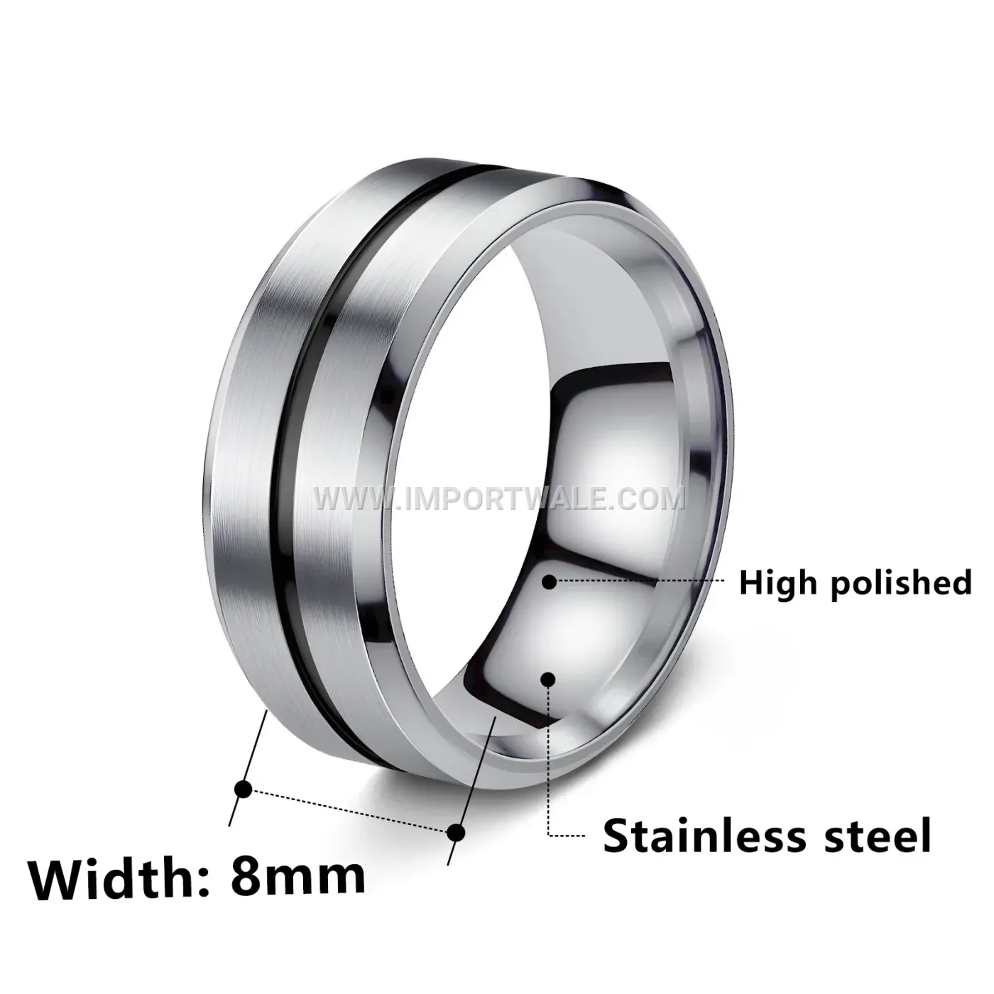 Multicolor Geometric Stainless Steel Band Ring Set