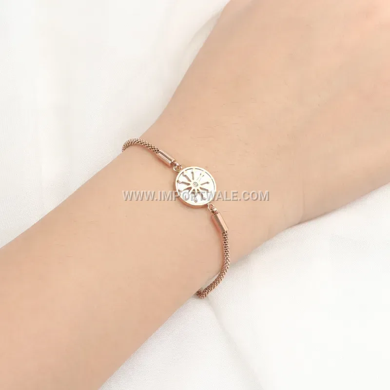 Rose Gold Titanium Steel Star Celestial Compass Bracelet