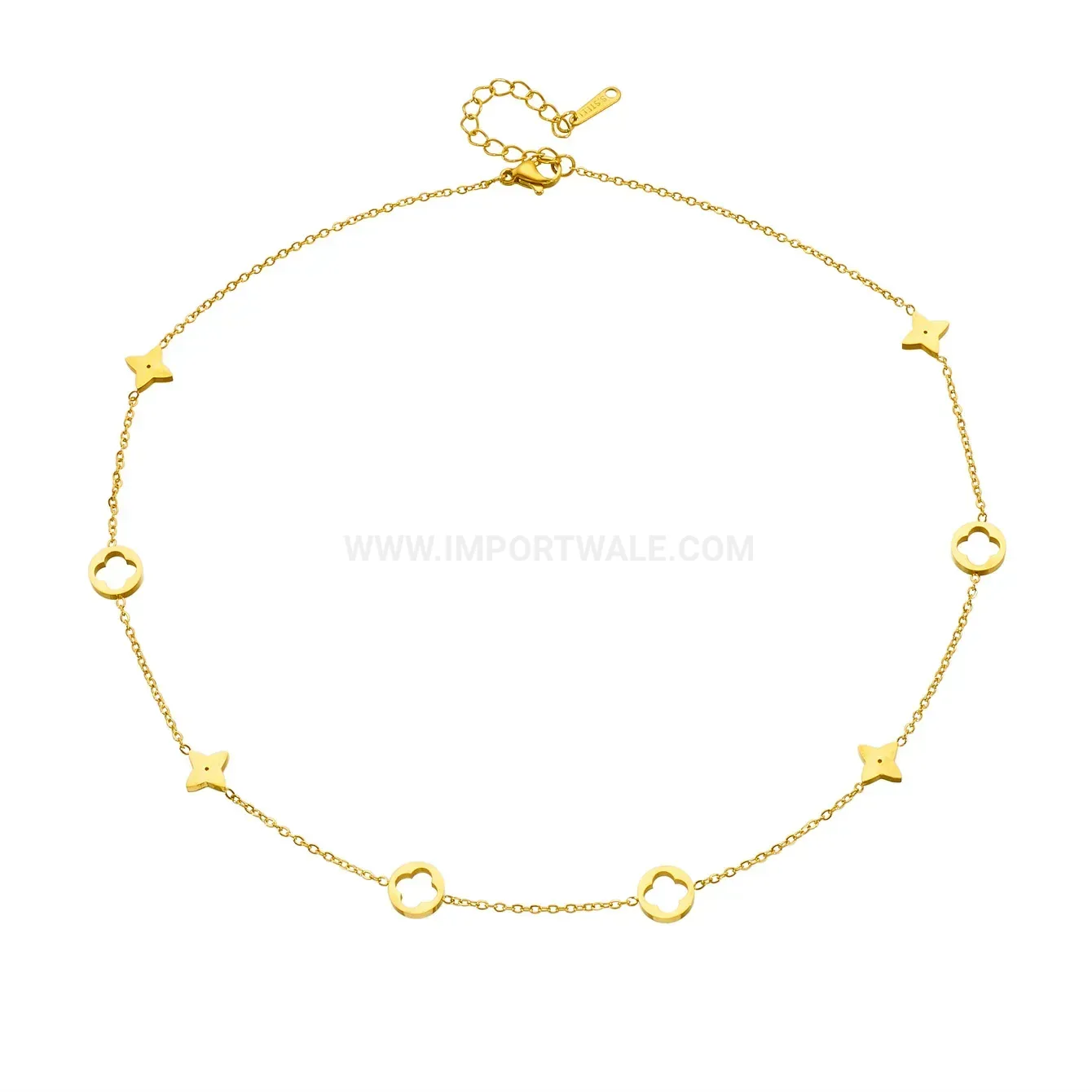 Stylish Openwork Four-Leaf Clover Titanium Steel Necklace