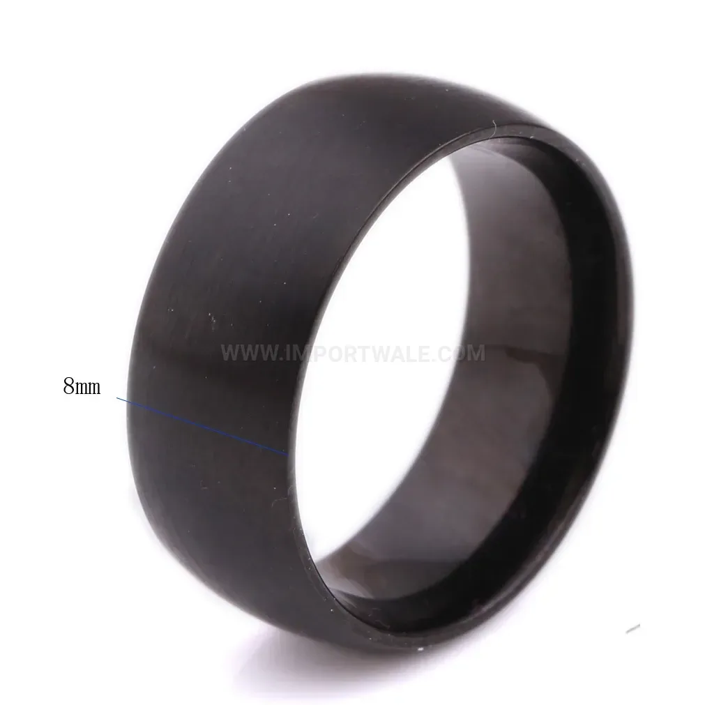 Fashion Brushed Black Stainless Steel Men's Band Ring