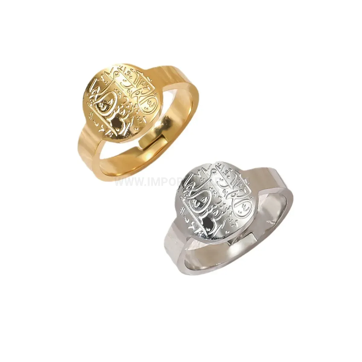 Adjustable Waterproof Stainless Steel Arabic Calligraphy Ring
