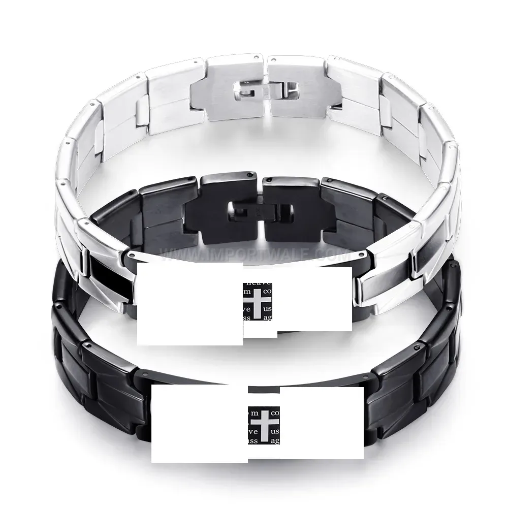 Stainless Steel Geometric Cross Link Watch Band Style Bracelet 9MM
