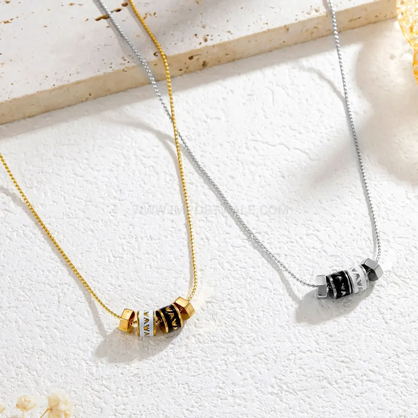 Chic Enamel Cylinder Pendant Stainless Steel Clavicle Chain Necklace
