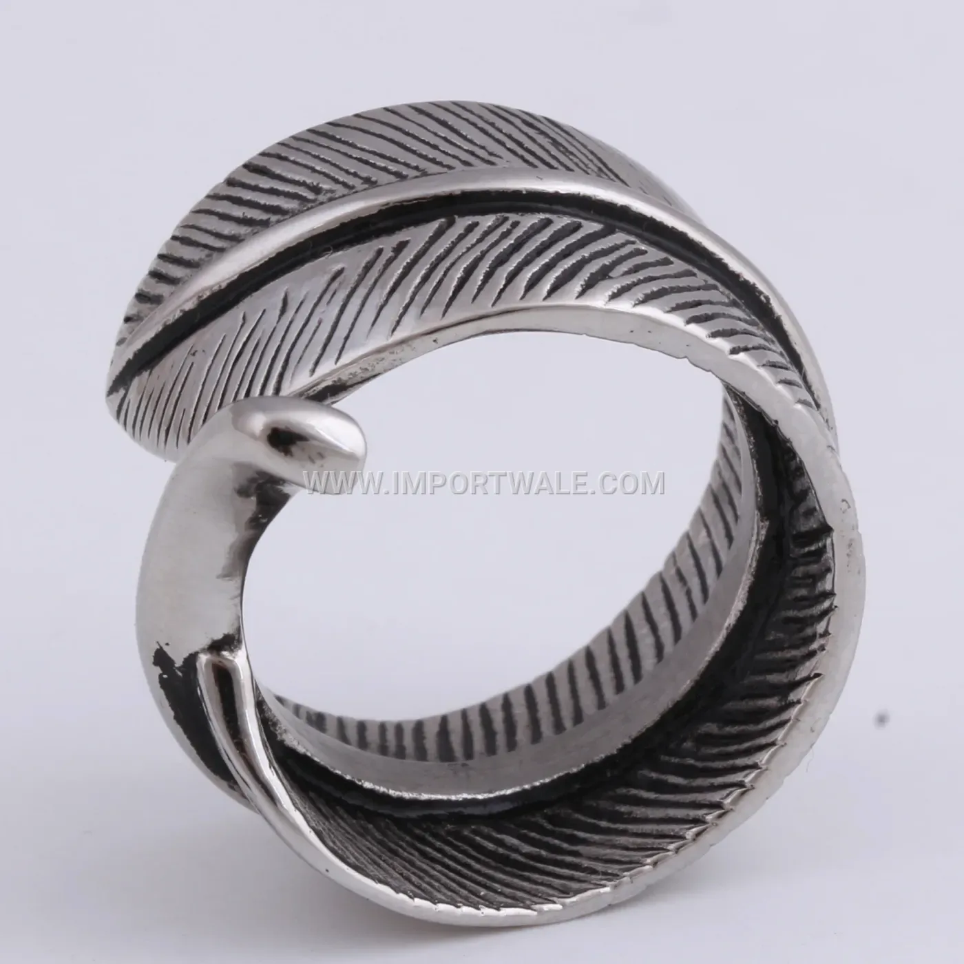 Vintage Feather Leaf Stainless Steel Ring