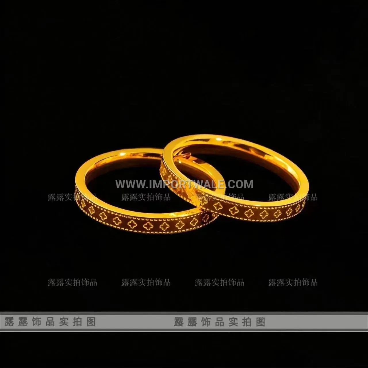 Slender Gold Tone Etched Kaleidoscope Stainless Steel Ring