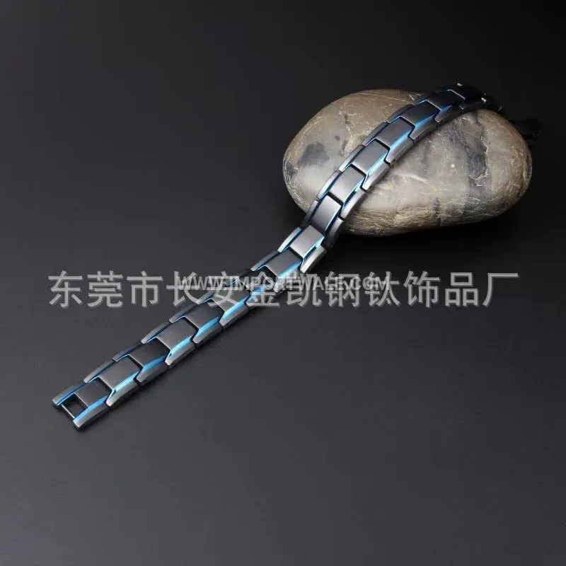 Men Two-Tone Black and Blue Magnetic Steel Bracelet