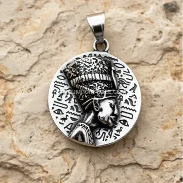 Retro Stainless Steel Round Coin Portrait Pendant