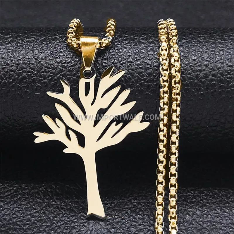 Hollow Tree of Life Stainless Steel Pendant Necklace