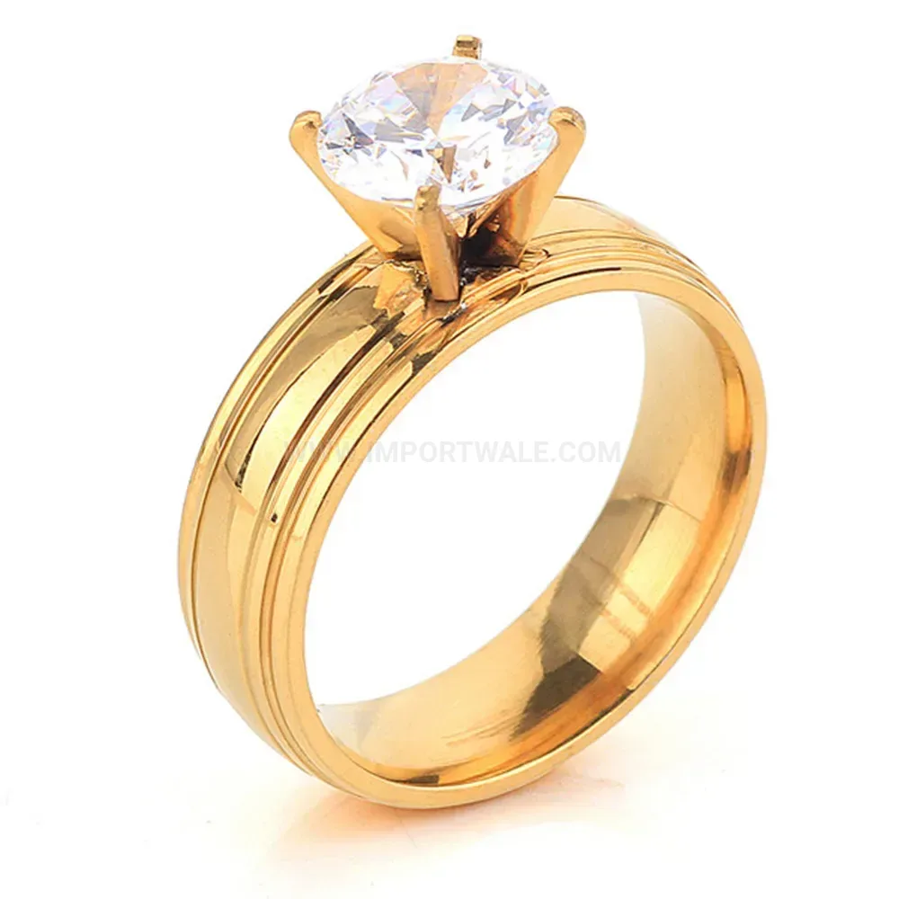 Chic Cutout Teardrop Cubic Zirconia Stainless Steel Ring