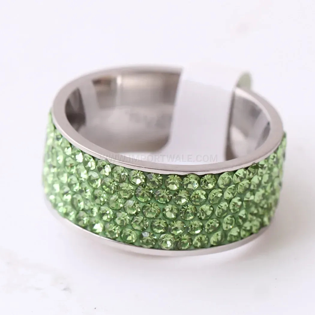 Multicolor Five Row Crystal Inlaid Stainless Steel Band