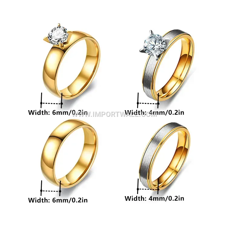 Four-Prong Solitaire Zirconia Stainless Steel Ring