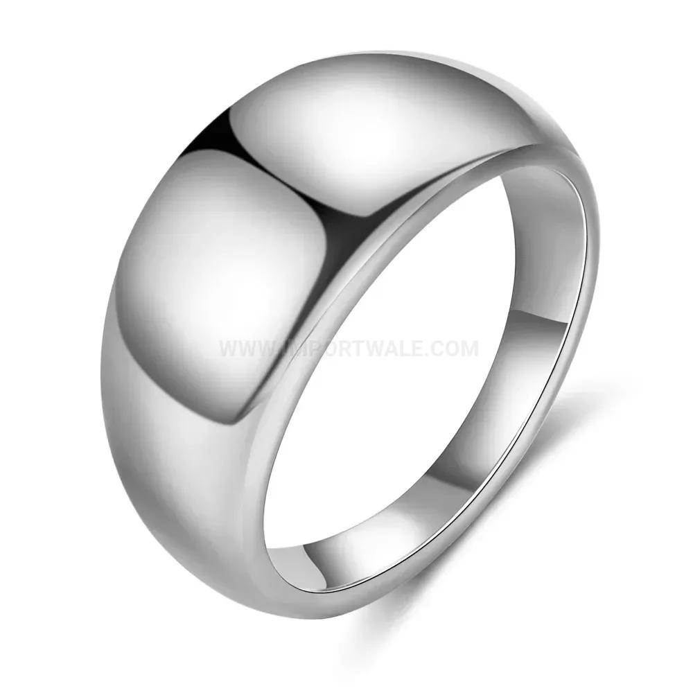 Classic Polished Oval Surface Stainless Steel Band Ring 10mm