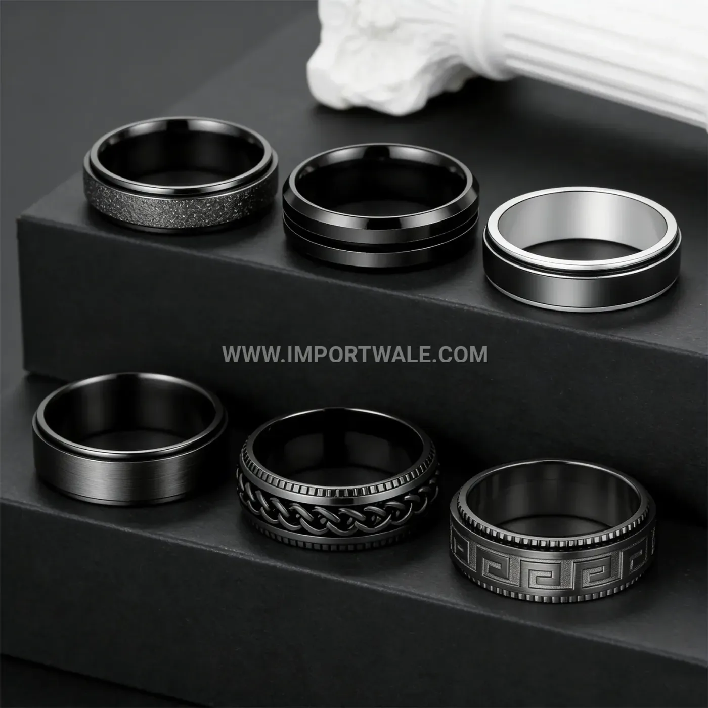 Frosted Chain Spinner Stainless Steel Ring