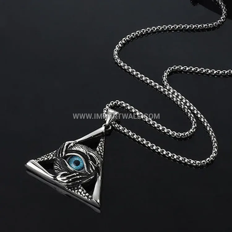 Stainless Steel Evil Eye Triangular Pendant