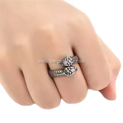 Polished Two Headed Snake Titanium Steel Ring