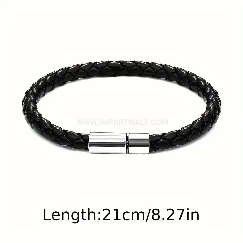Stylish Handcrafted Braided Leather Vintage Unisex Wristband Bracelet
