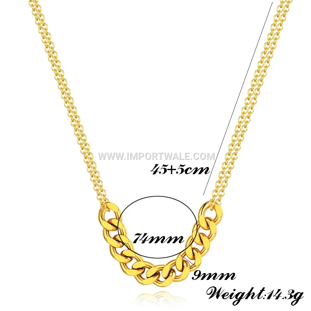 Double Layered Stainless Steel Chain Link Statement Necklace
