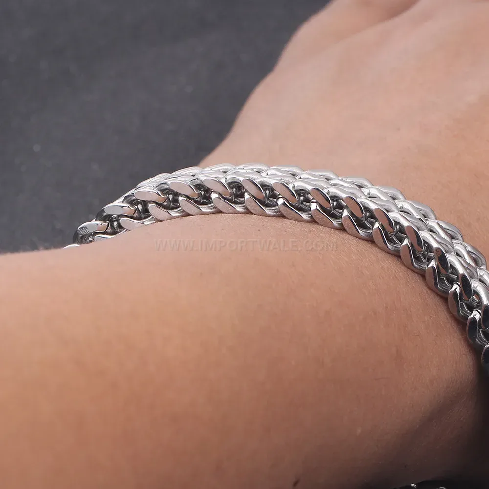 Men's Punk 12mm Stainless Steel Keel Chain Link Bracelet