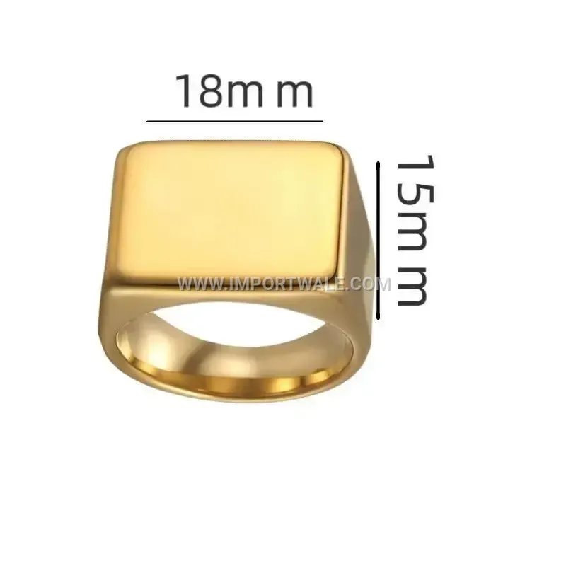 Geometric Rectangular Plain Stainless Steel Ring