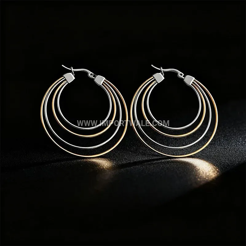 Gold Plated Stainless Steel Heart Stud Earrings