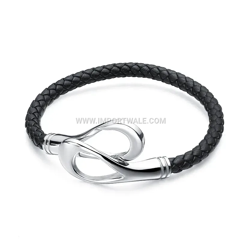 Minimalist Leather Cord Stainless Steel Magnetic Clasp Bracelet