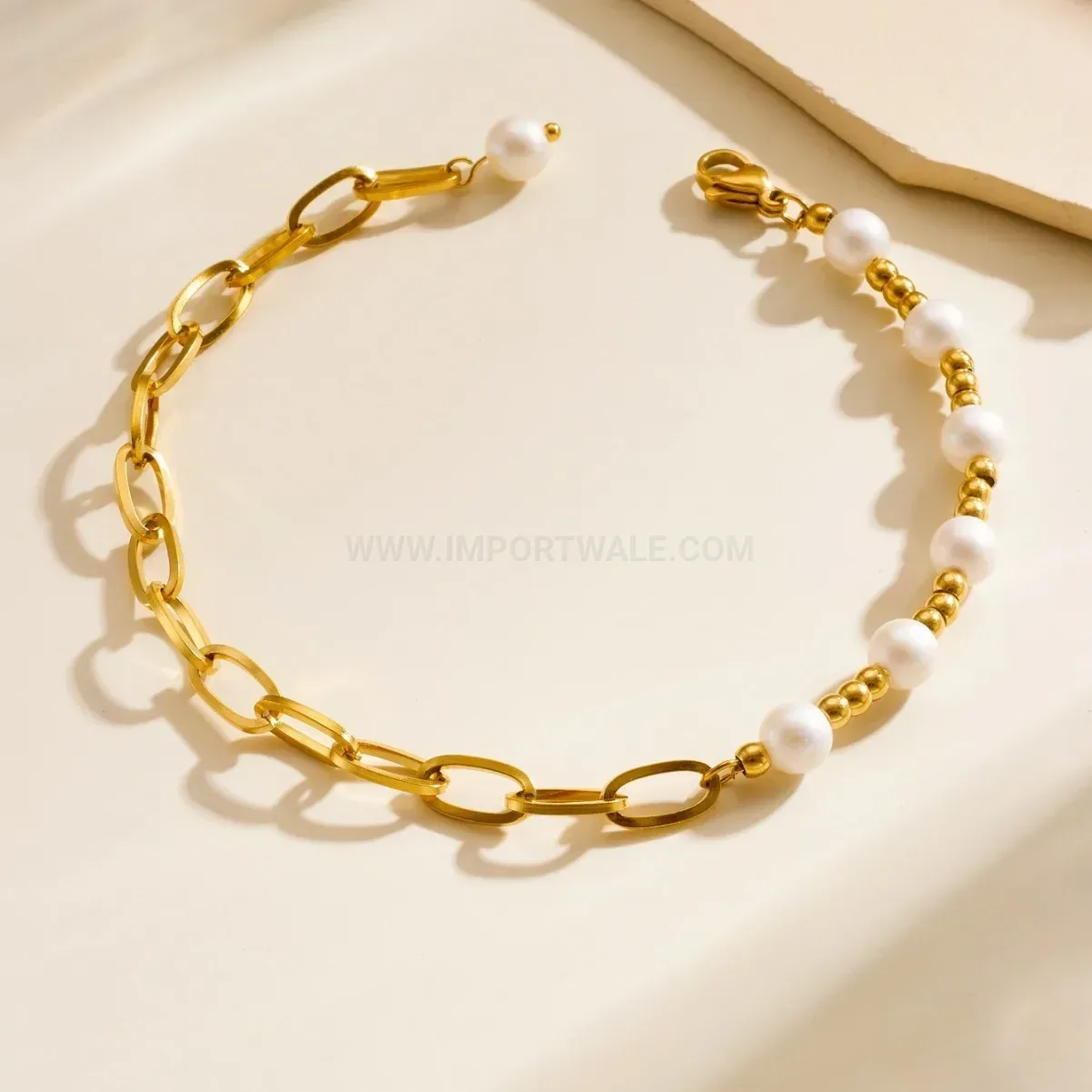 Elegantly Stranded Freshwater Pearl Beaded Bracelet