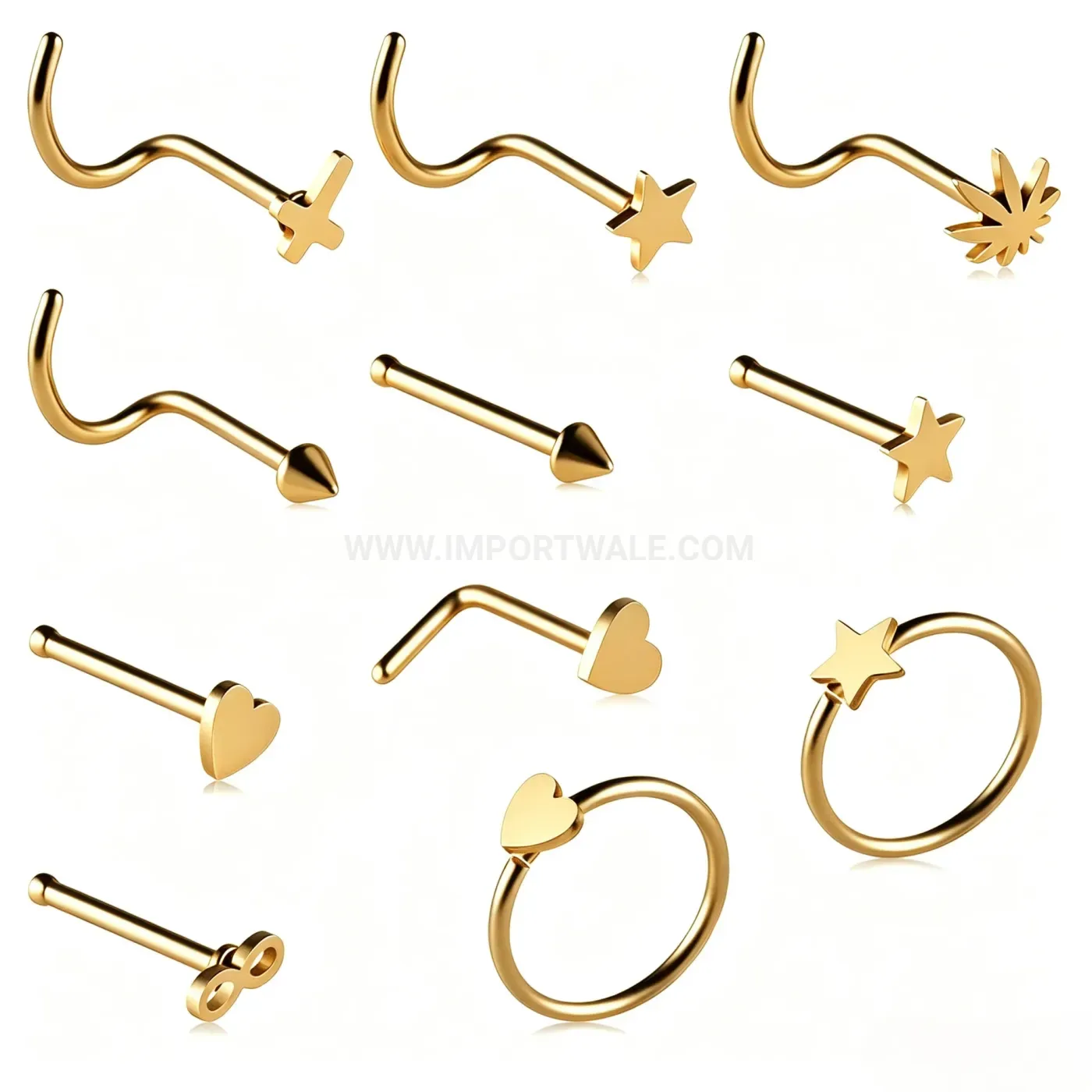 Designer Multicolor Stainless Steel Piercing Nose Ring Set