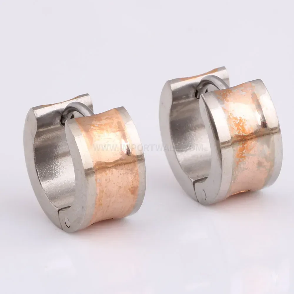 Elegant Minimalist Frosted Rose Gold Stainless Steel Hoop Earrings