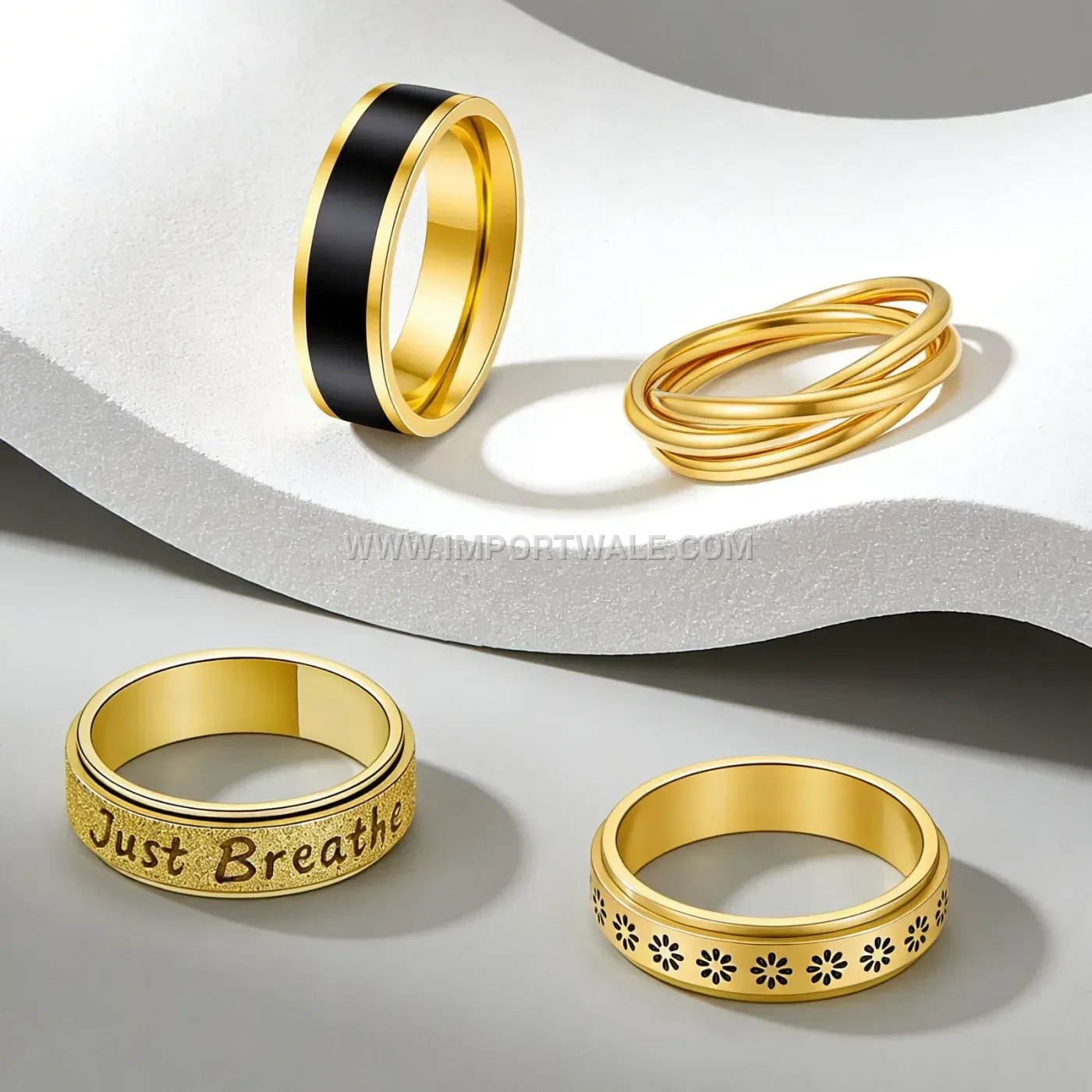 Rotating Celestial Star Motif Stainless Steel Ring