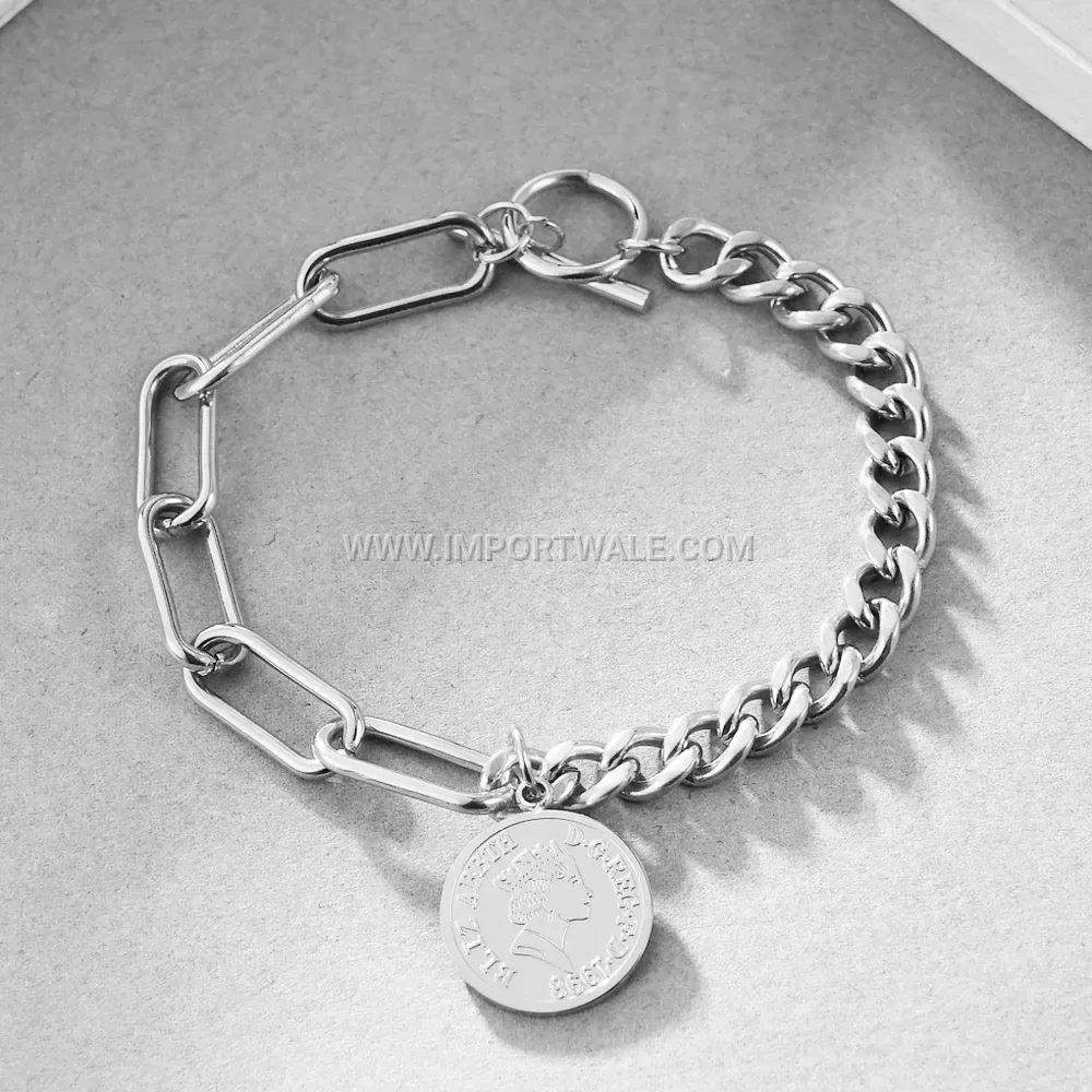Stainless Steel Elizabeth Coin Toggle Bracelet