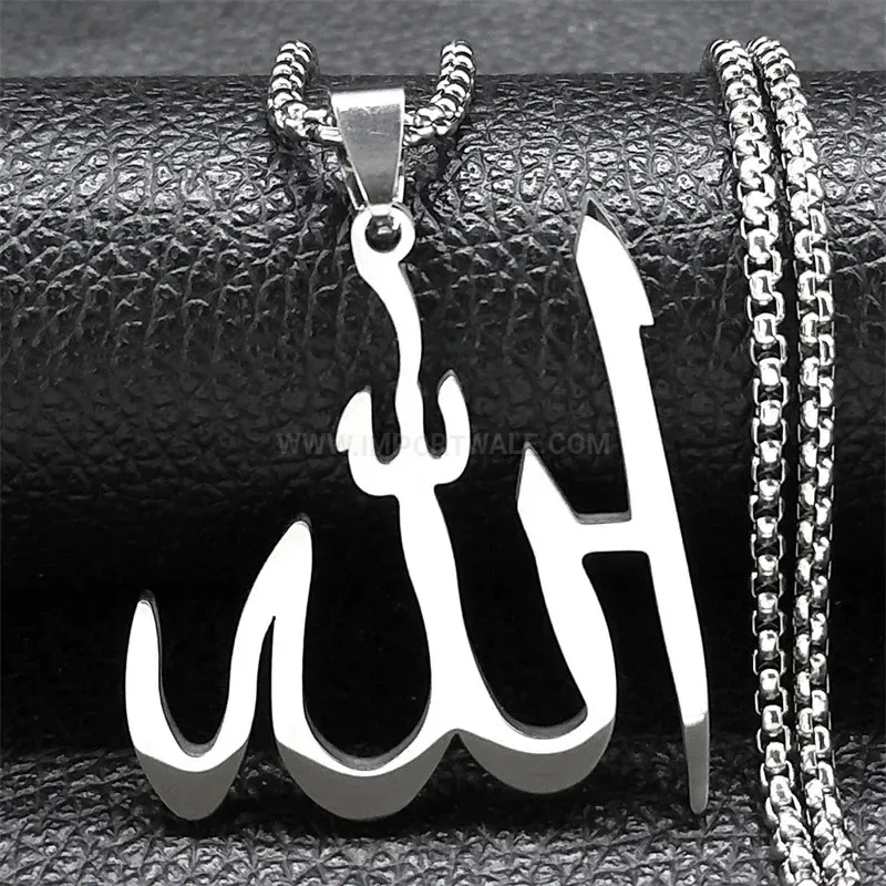 Gold Plated Stainless Steel Calligraphy Pendant Clavicle Necklace