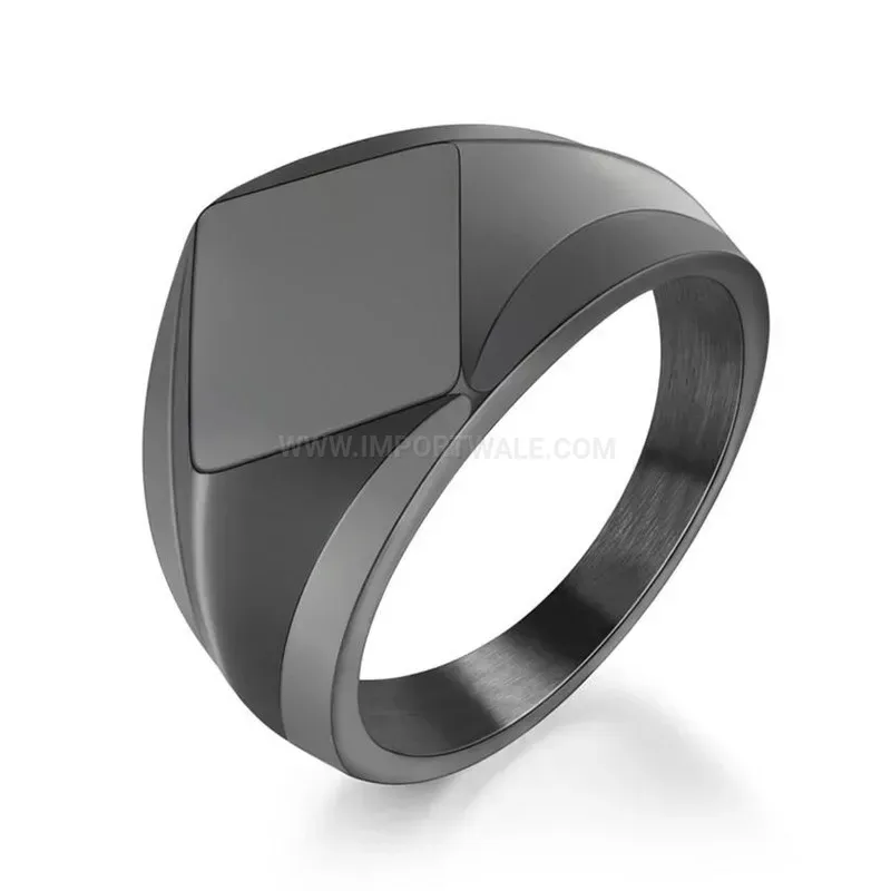 Bold Rhombus Polished Stainless Steel Signet Ring
