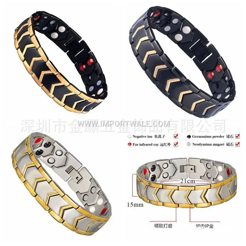 Men's Geometric Titanium Steel Magnetic Wristband Bracelet