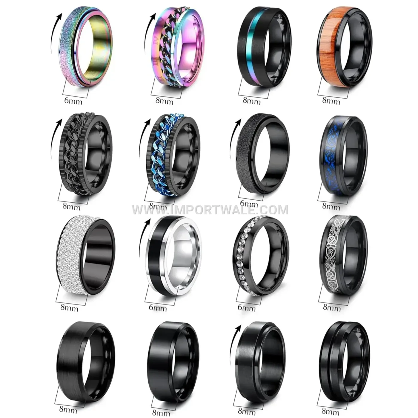 Rotatable Spinner Stainless Steel Band Ring