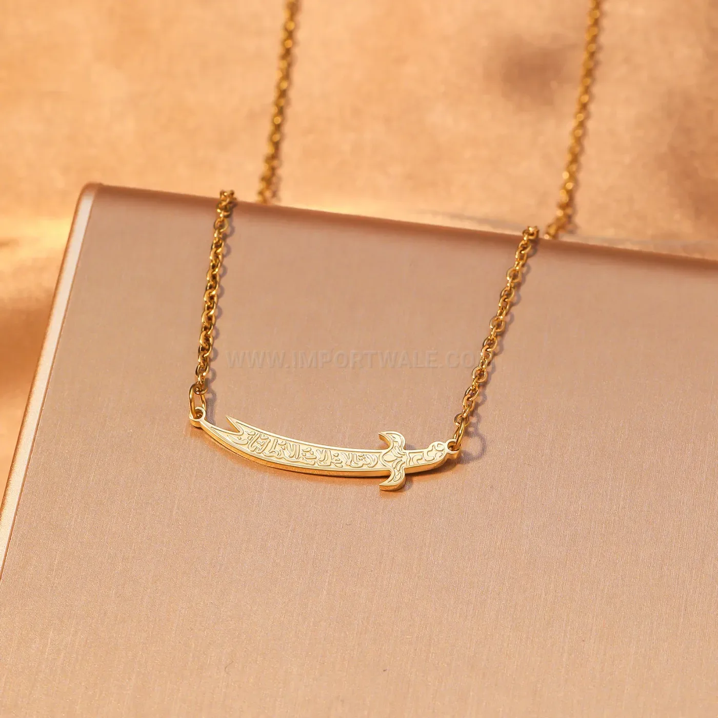 Islamic Arabic Calligraphy Stainless Steel Pendant Necklace and Bracelet Jewelry Set