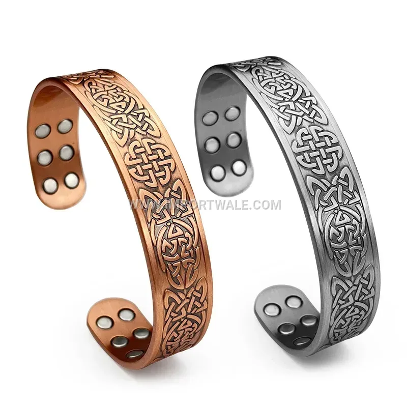 Axe Knot Electroplated Copper Magnetic Energy Cuff Bracelet