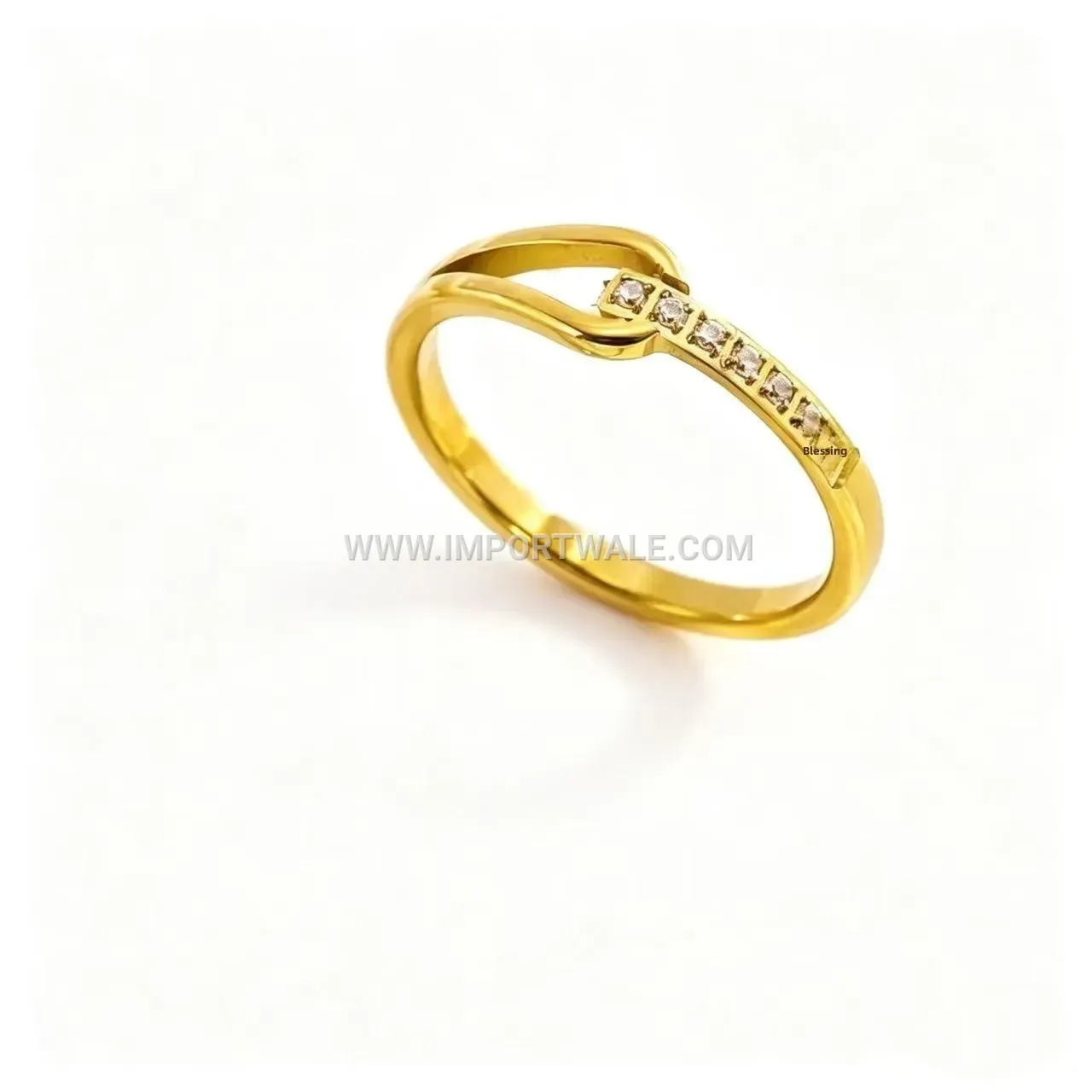 18K Gold Plated Geometric Zircon Stainless Steel Ring